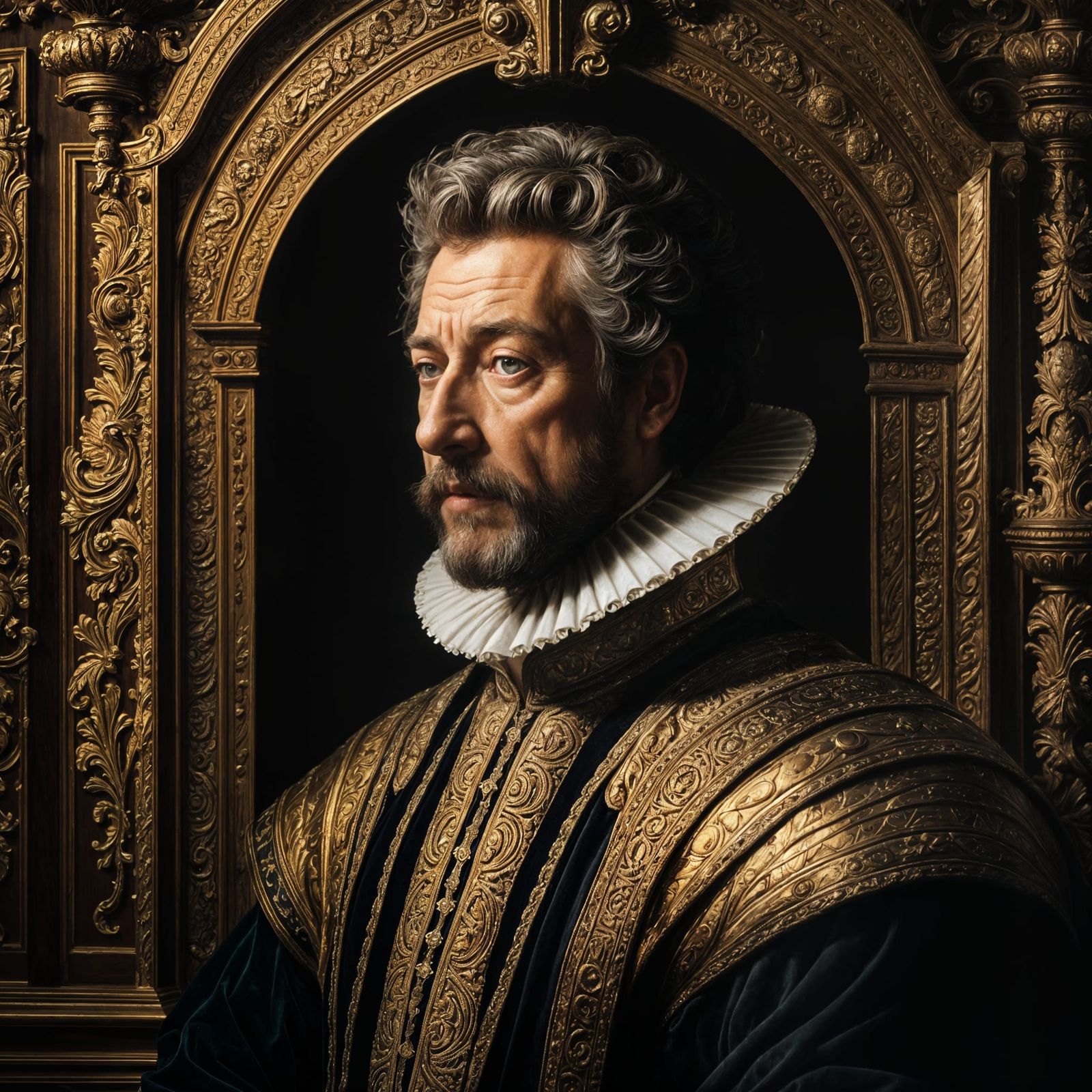 Regal English King Portrait in 17th Century Style