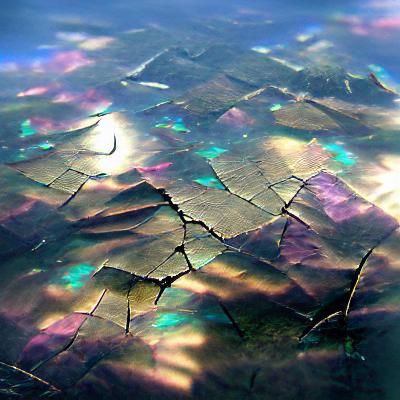 Cracked Iridescent Landscape in Digital Art Style