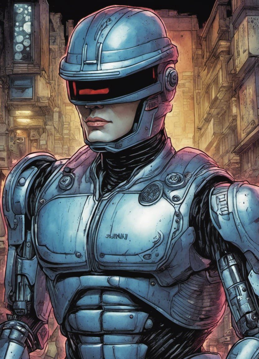 Robocop Illustration with 3D Shading