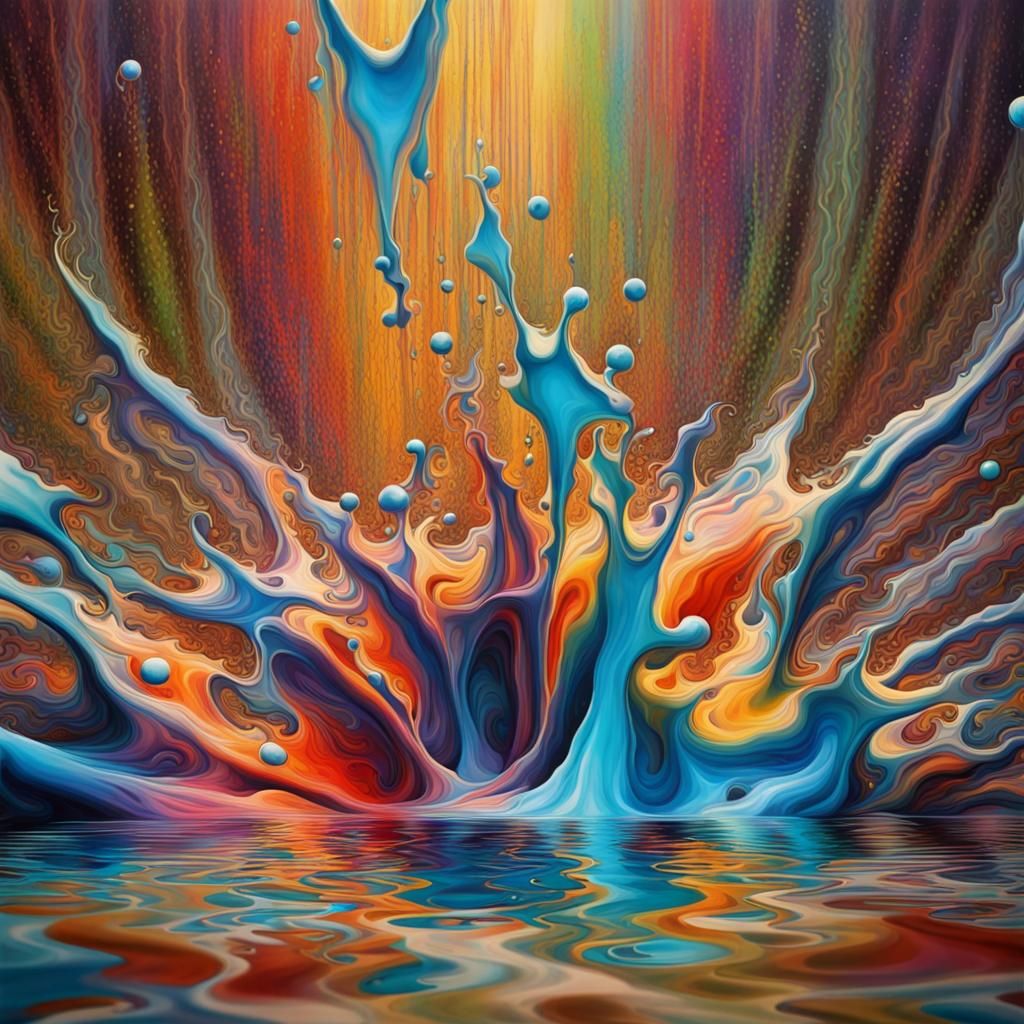 Psychedelic Water Splash in Surreal 3D Art