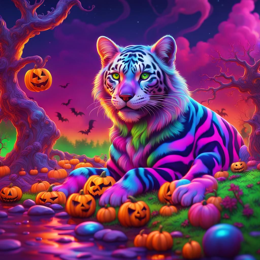 Lisa Frank Halloween Animal Print in 8k