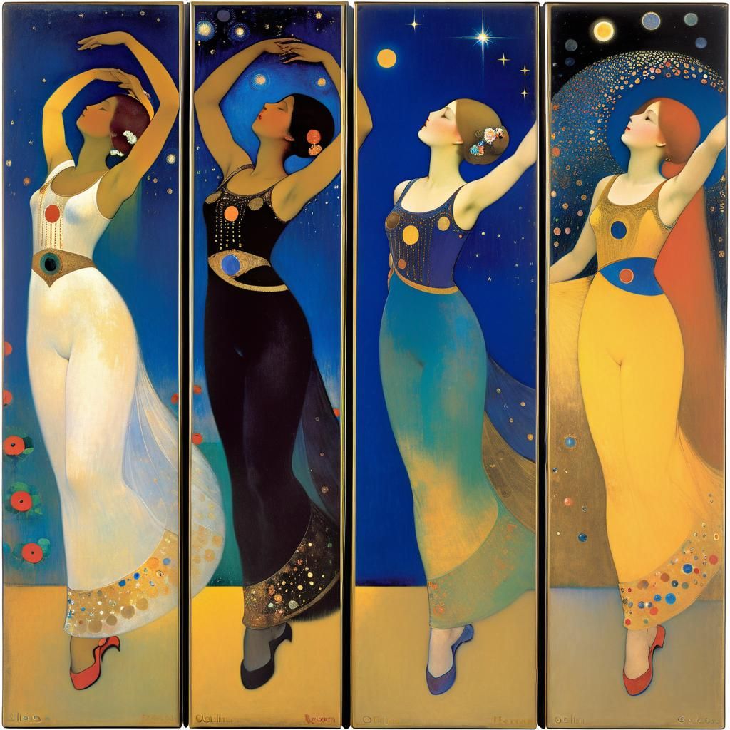 Starlight Dancer in Symbolist Style with Cosmic Elements