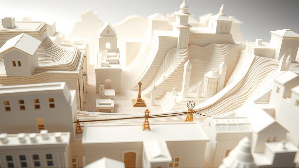 Intricate Paper City Sculpture