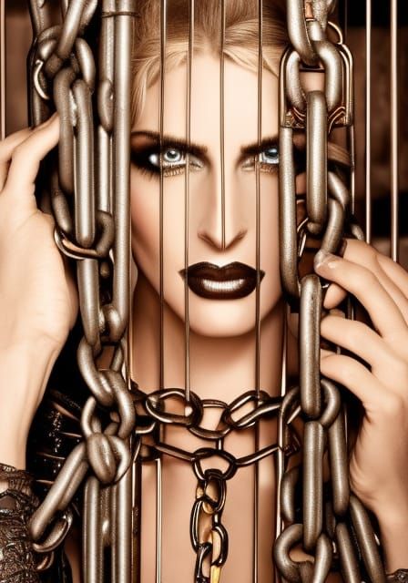 Captivating Woman Breaks Chains in Detailed Jail Cell