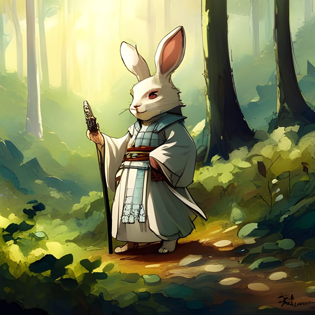 Samurai Bunny Portrait in Detailed Matte Painting