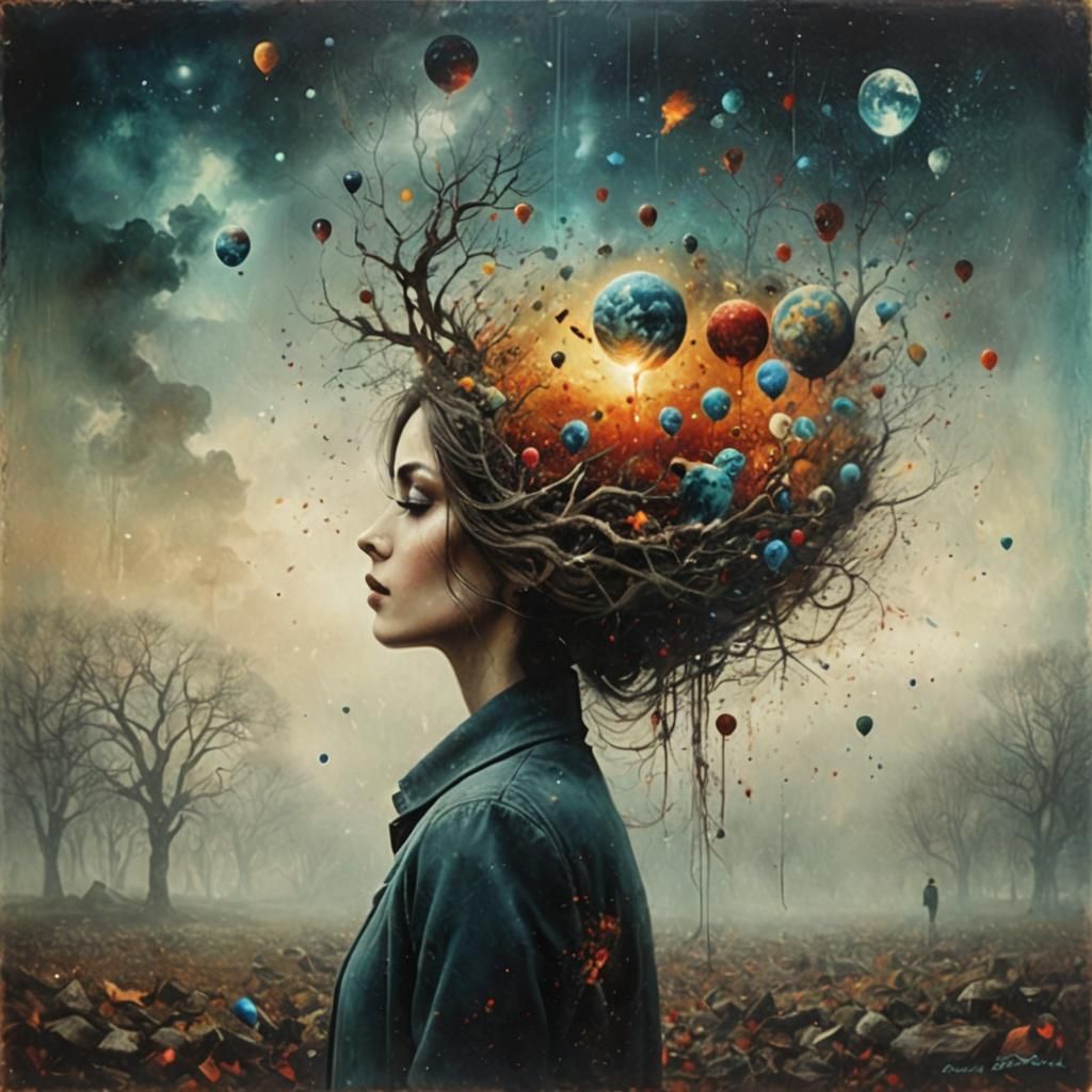 Contemplative Figure in Acrylic Print Style