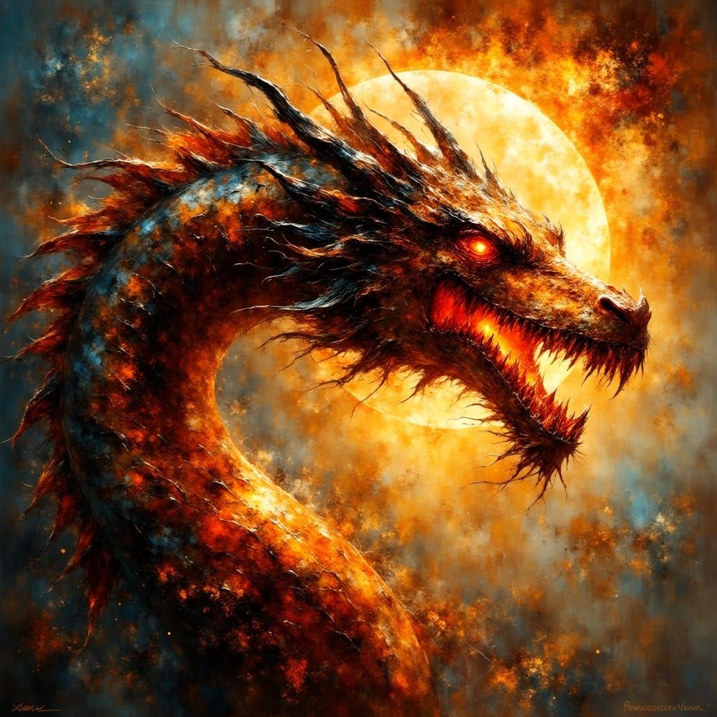 Ethereal Dragon in Blazing Flames