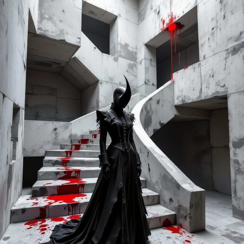 Surreal Labyrinth: A Brutalist Maze in Black and White