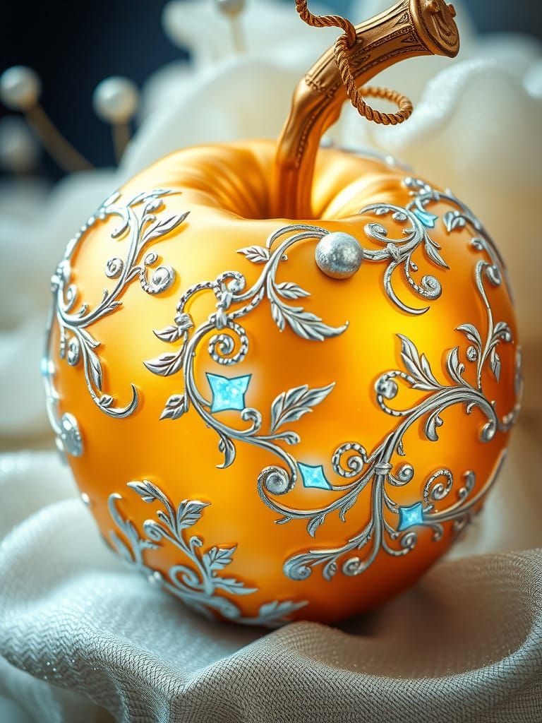 Golden Ambrosia Apple Shines with Magical Silver Patterns