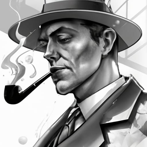1940's detective smoking a pipe