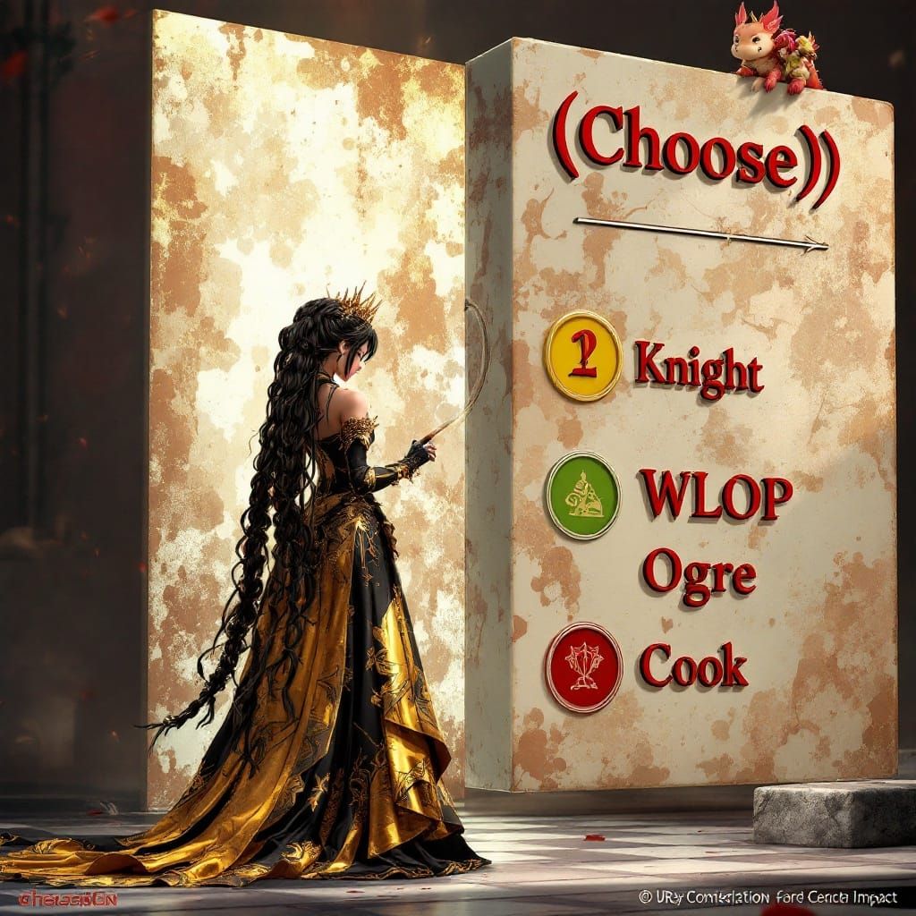 Rococo Princess with Dragon in Anime Art Style