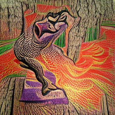 Fiery Soul Leap: A Fauvist Woodcut Stipple