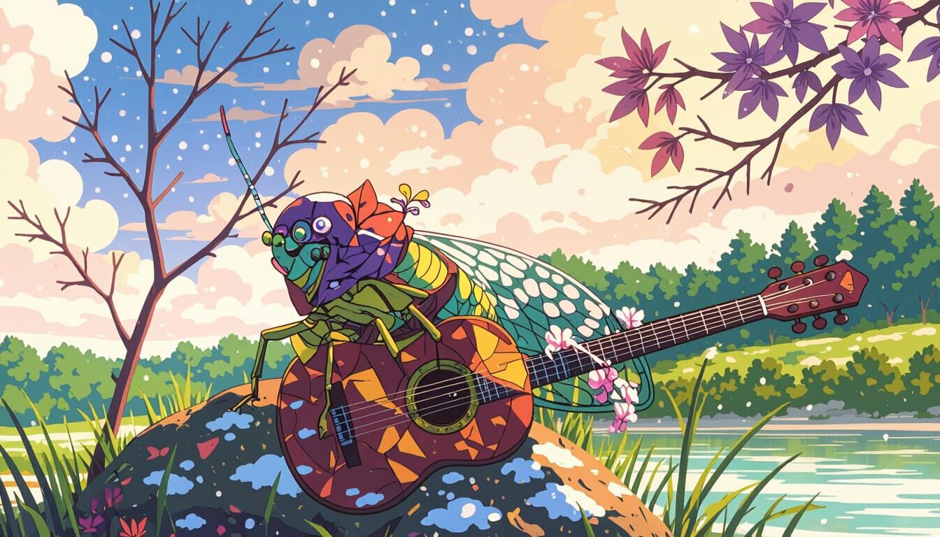 Winter Cicada in Ghibli-Inspired Solitude