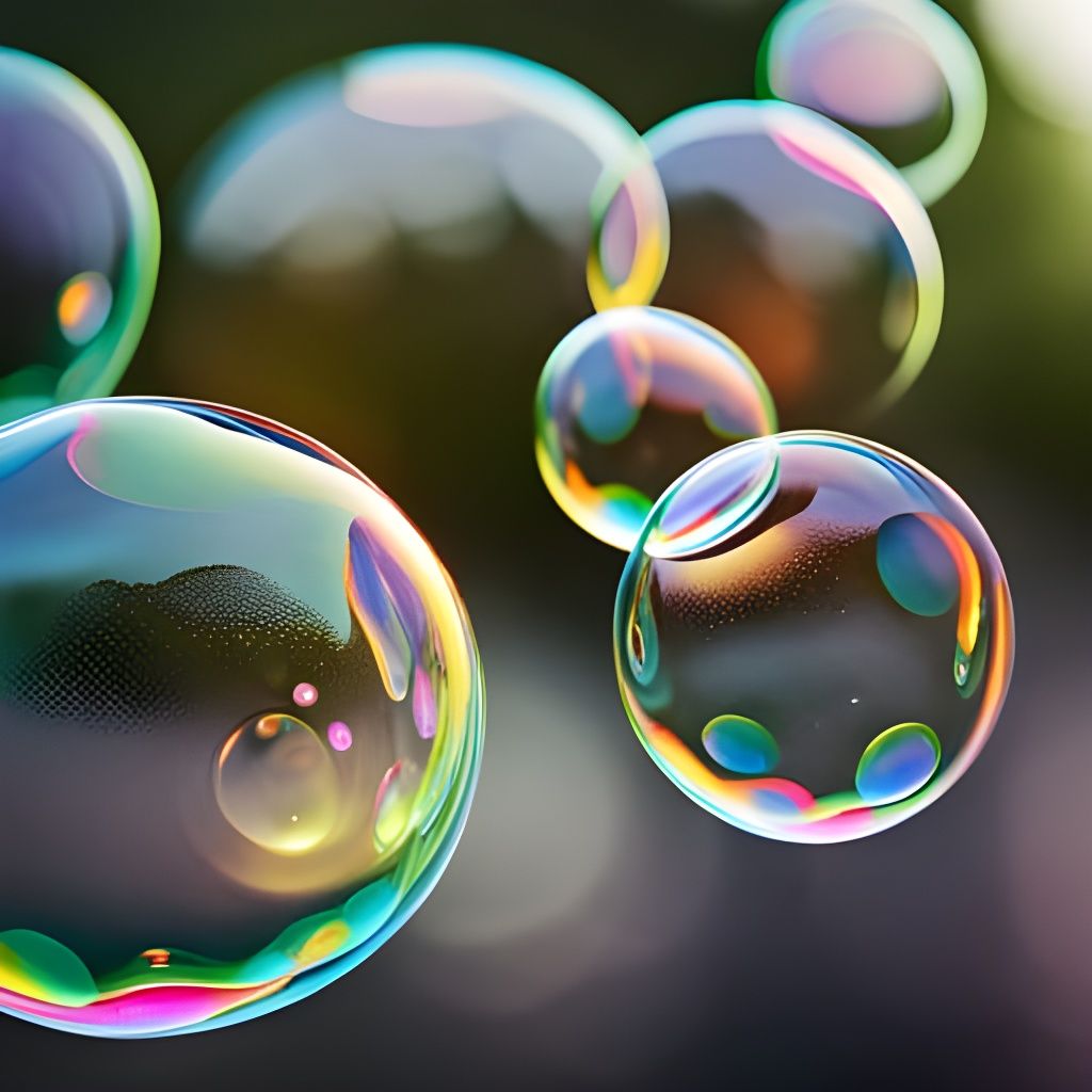 Iridescent Soap Bubbles Reflecting Light