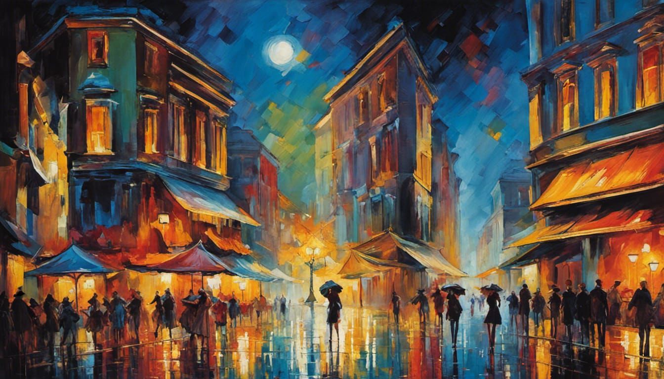 Dynamic Dance Scene in Expressionist Impasto Style