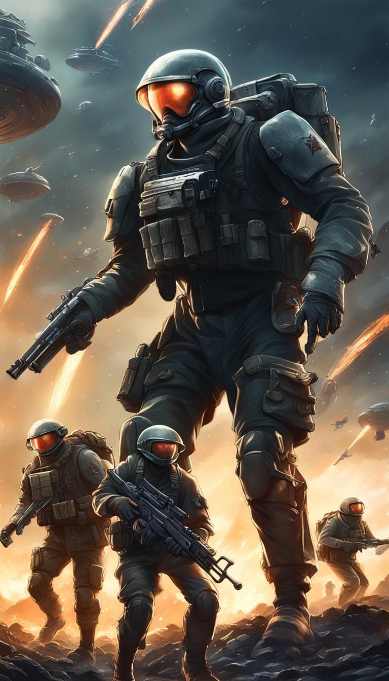 WWII Soldier Battles Aliens: 3D Anime Art