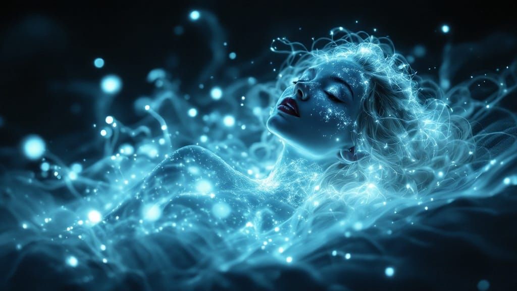 Ethereal Light Being in Dark Room