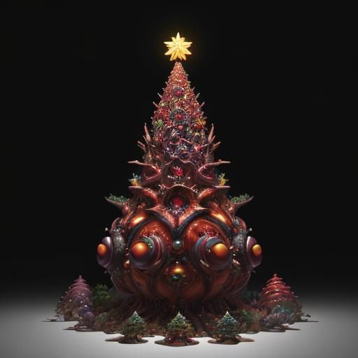 Hypersurreal Christmas Tree Concept Art in Digital Style