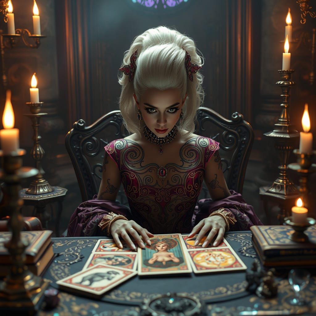 Mystical Lady Gaga Meditates Tarot Cards