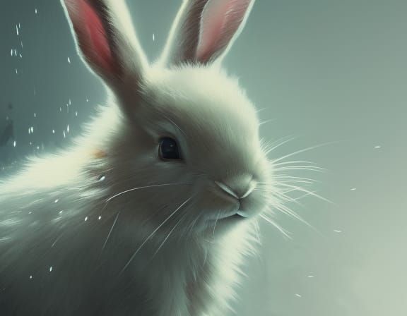 Cherry Blossom Rabbit in Dark Fantasy Style