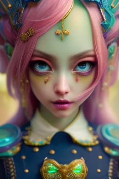 Kawaii Steampunk Cupcake Portrait in 3D Digital Art