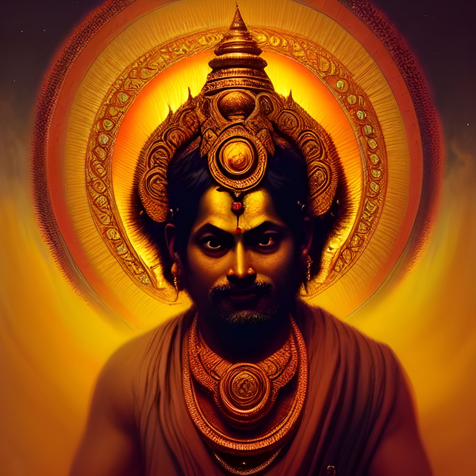 Aryaman: Hindu God Portrait in Oil