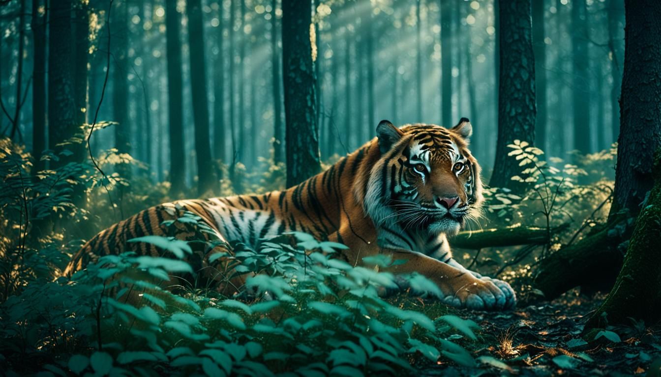 Majestic Siberian Tiger in Misty Forest
