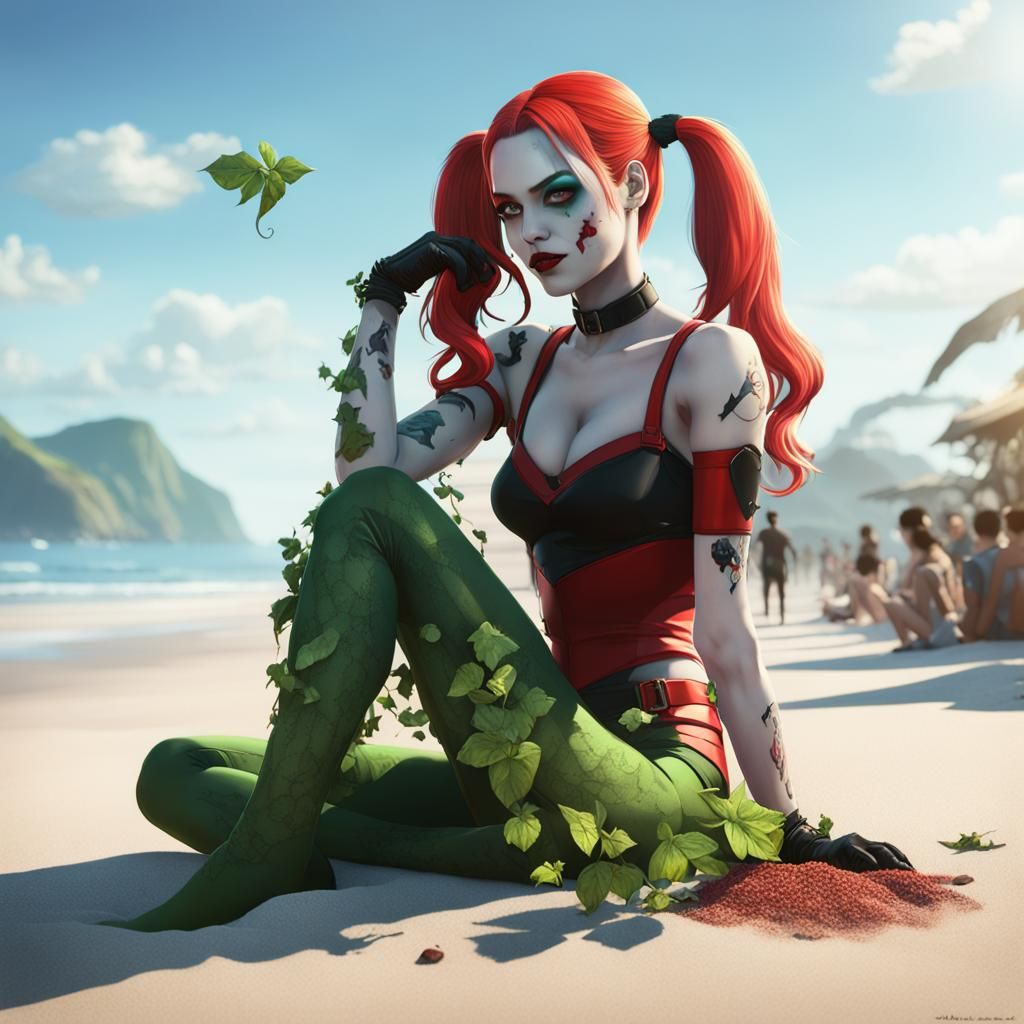 Harley Quinn and Poison Ivy on the Beach
