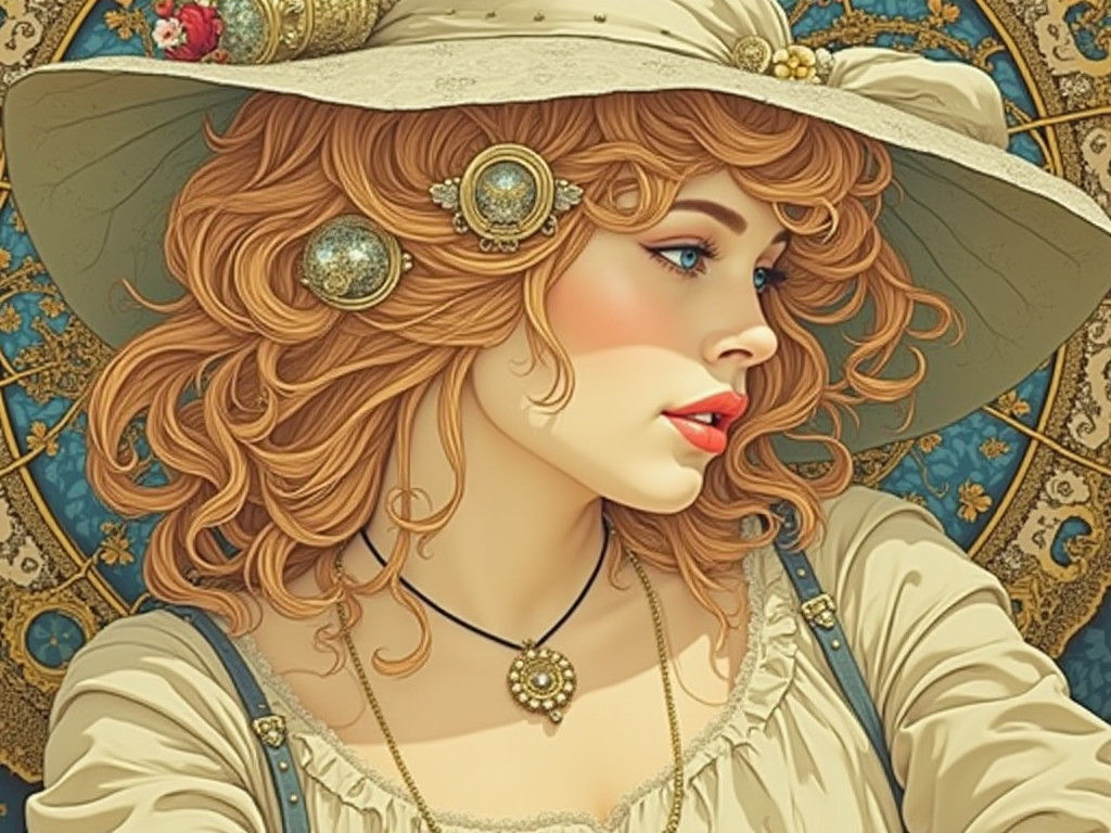 Steampunk Lady Portrait in Art Nouveau Style