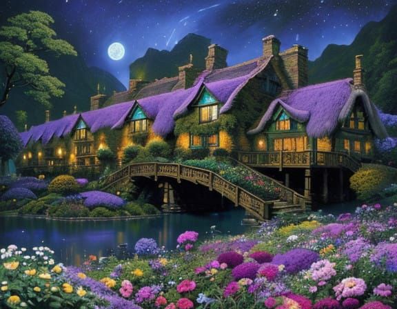 Fantasy Village Under Frosty Skies on a Dim Kuiper Belt Plan...