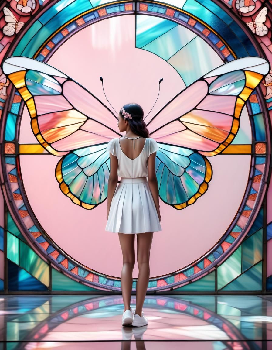 Girl with Glass Wings: Stained Glass Effect