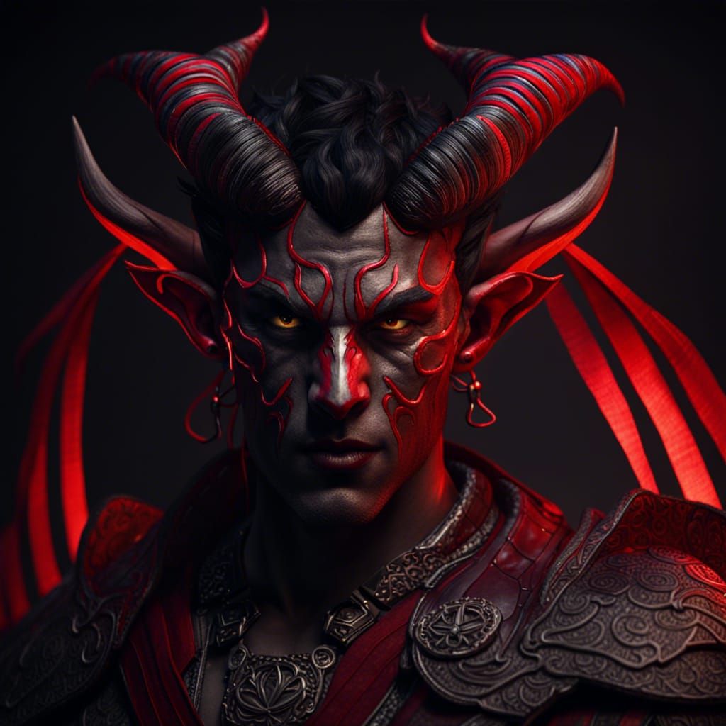 Tiefling Adventurer Portrait in Detailed Digital Painting St...