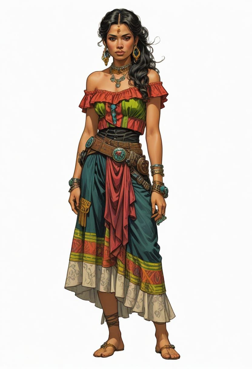1860 Amazonian Mexican Lady in Sci-Fi RPG Style