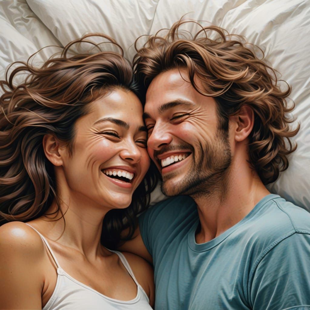 Playful Lovers in Intimate Moment