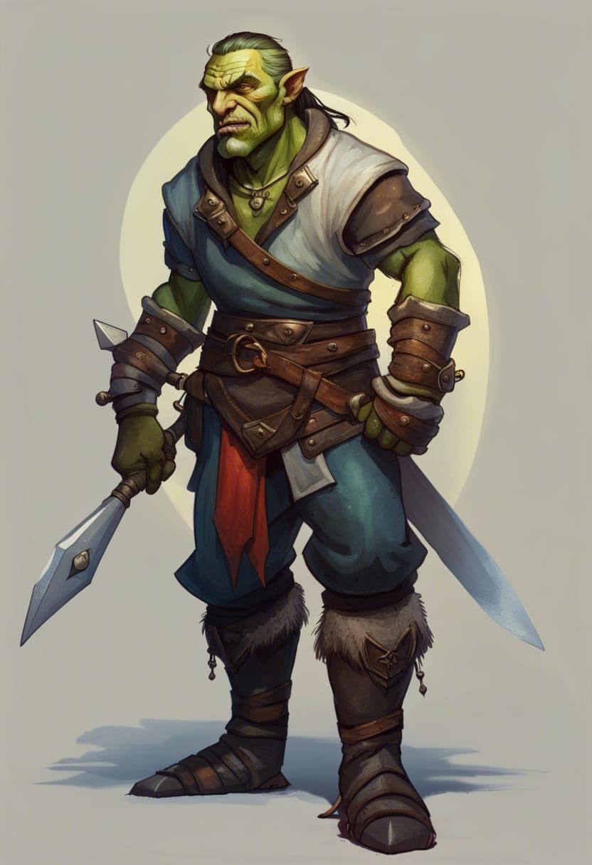 Half-Orc Sailor in Medieval Fantasy Style