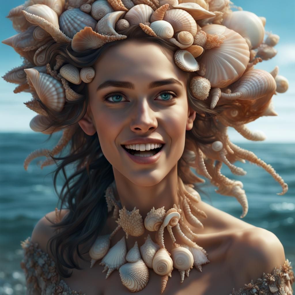 Seashell Girl: Detailed Fantasy Art in 8K
