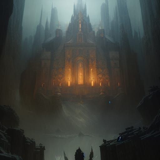 Epic Valhalla Scene in Dark Fantasy Style