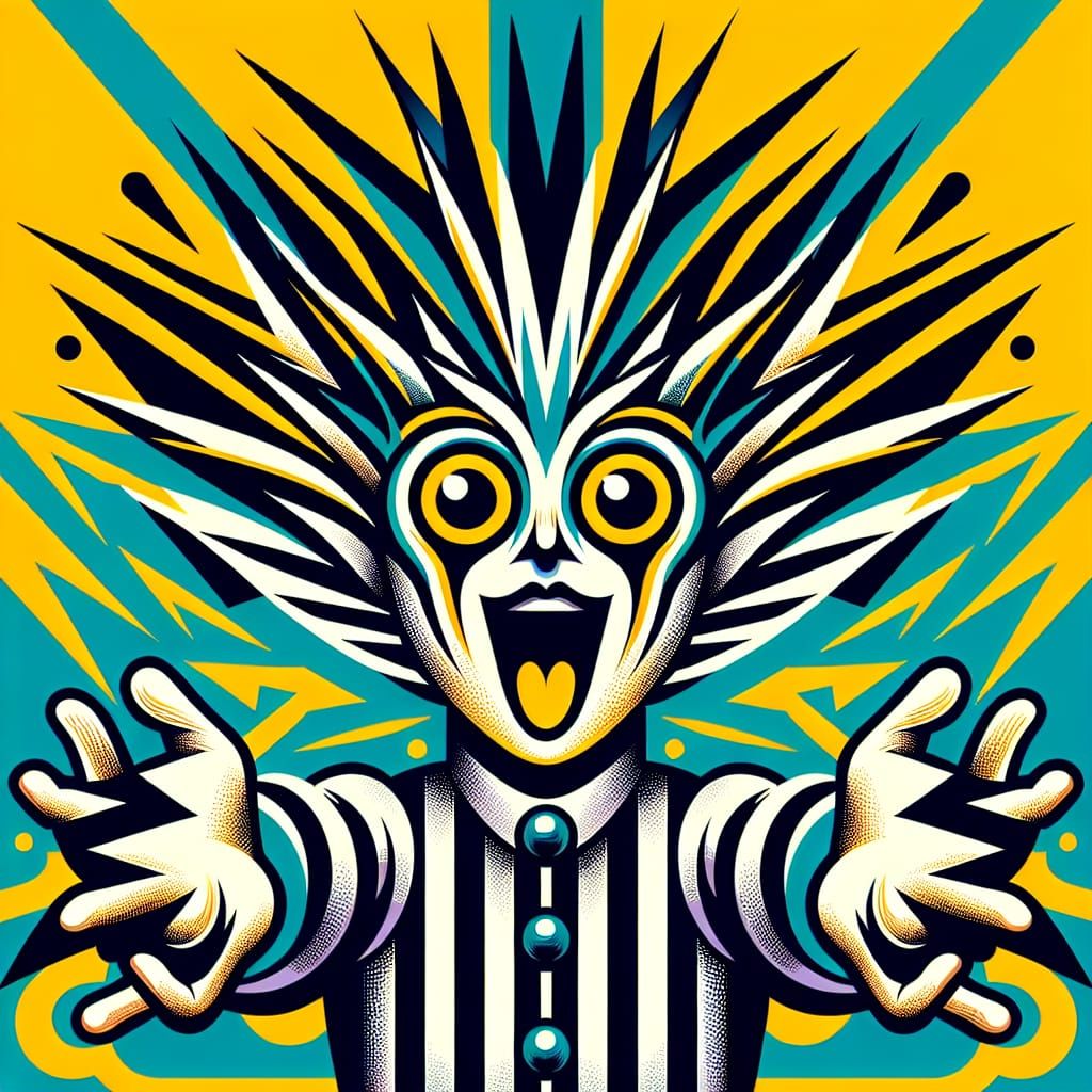 Striking Pop Art Character in Bauhaus Style