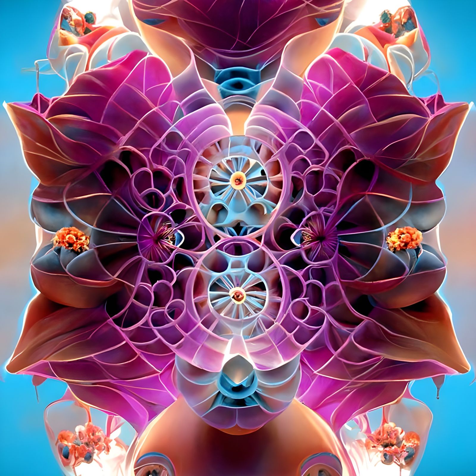 Vivid Cosmic Flower with Fractal Patterns