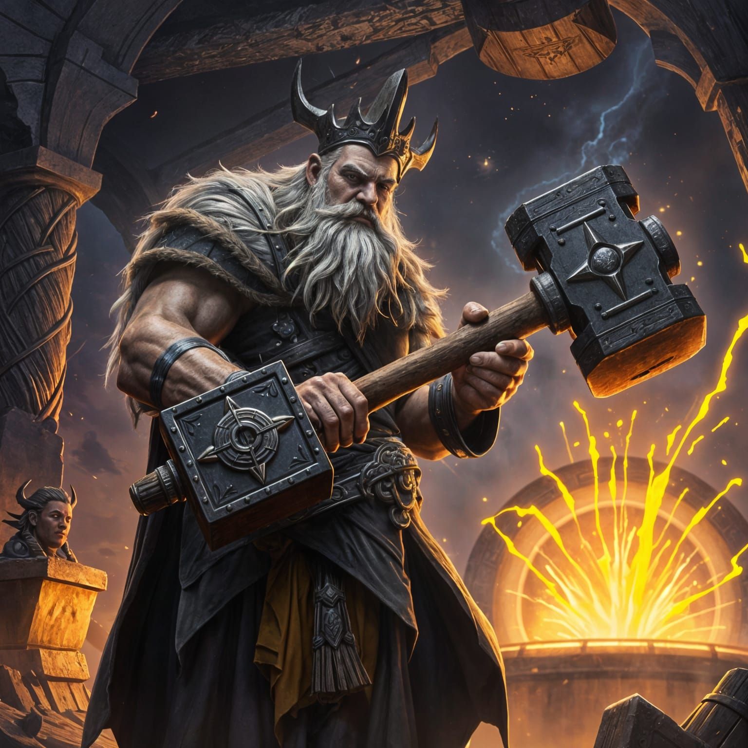 Epic Fantasy Realism Portrait of Svarog, the Ancient Blacksm...