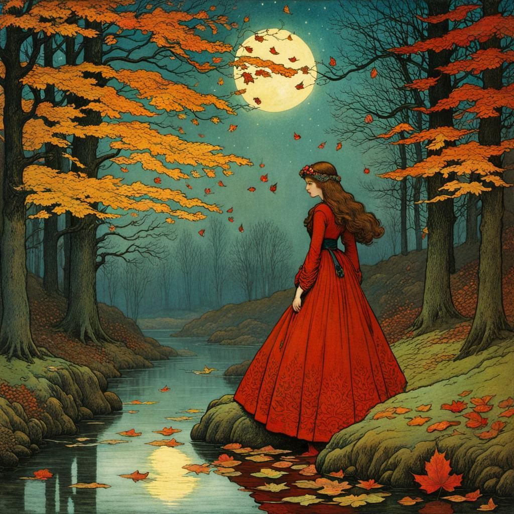 Autumn Leaves Fall in First Frost: Fantasy Art