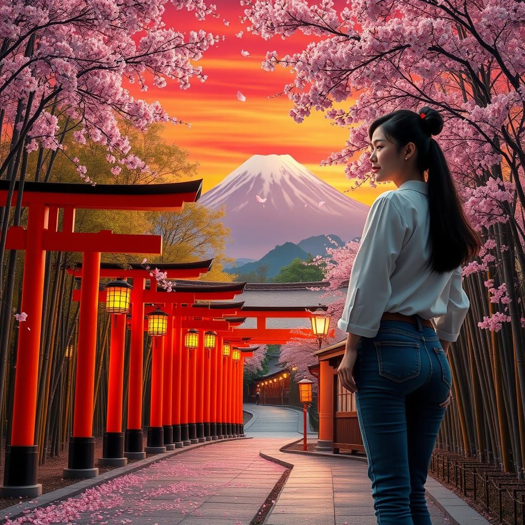 Japan's Serene Dusk: Mount Fuji, Fushimi Inari, and Cherry B...