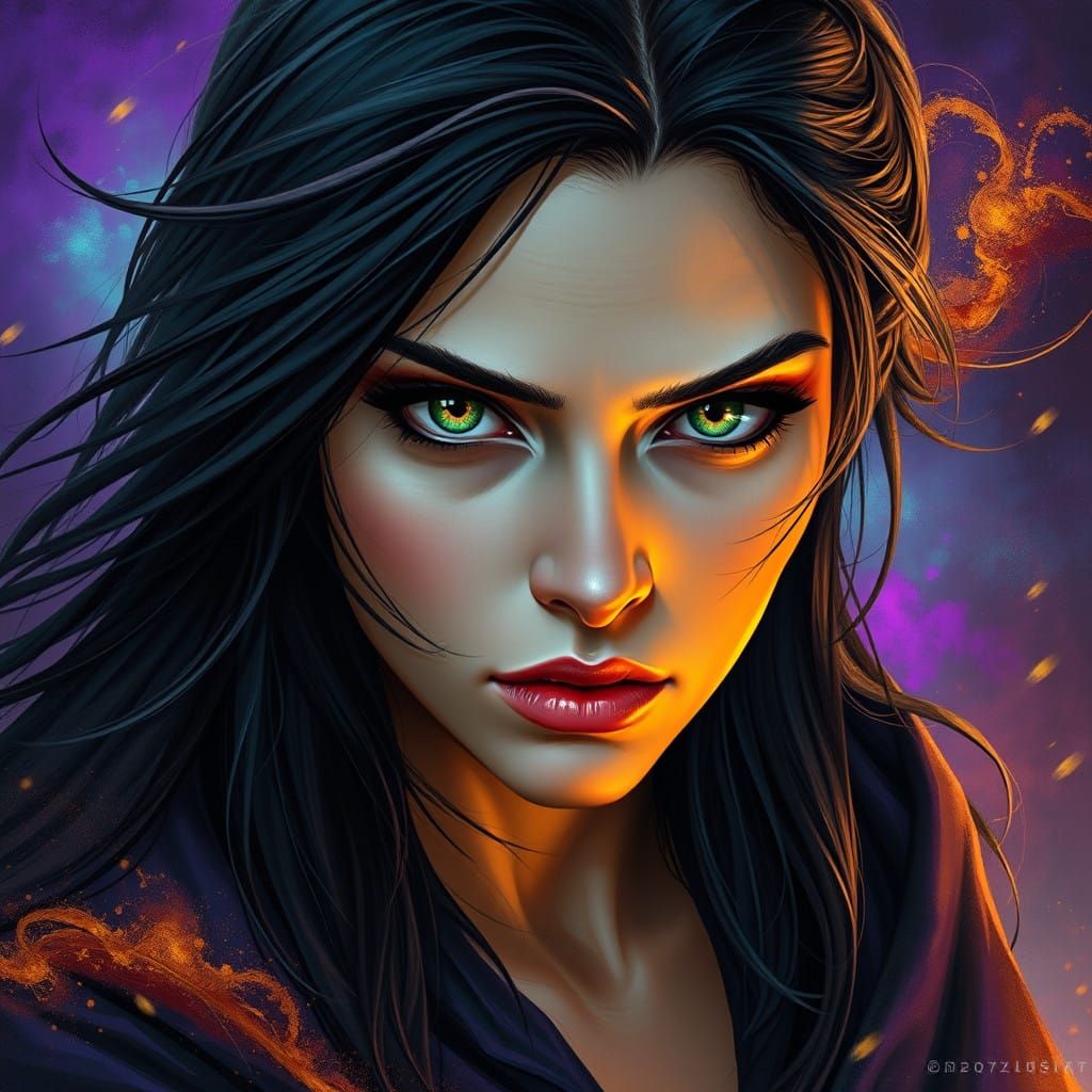 Resilient Witch Embracing Inner Turmoil and Mystical Power