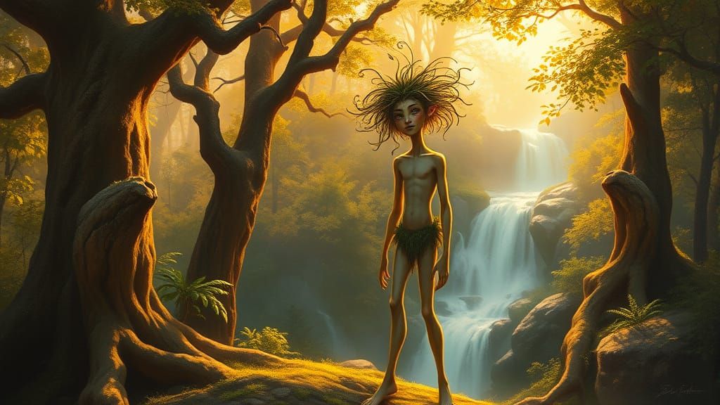 Whimsical Forest Sprite in the Style of Old Masters