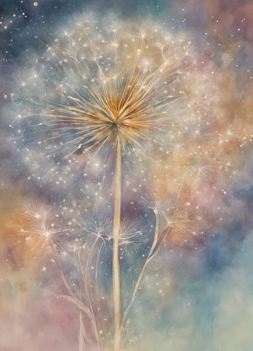 Dandelion Pixie with Moon Halo on Black