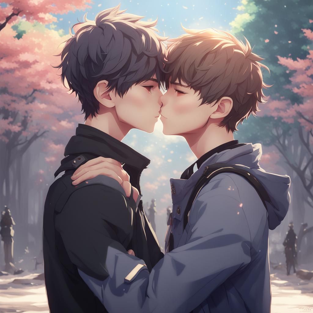 Anime Style: Two Boys Kissing