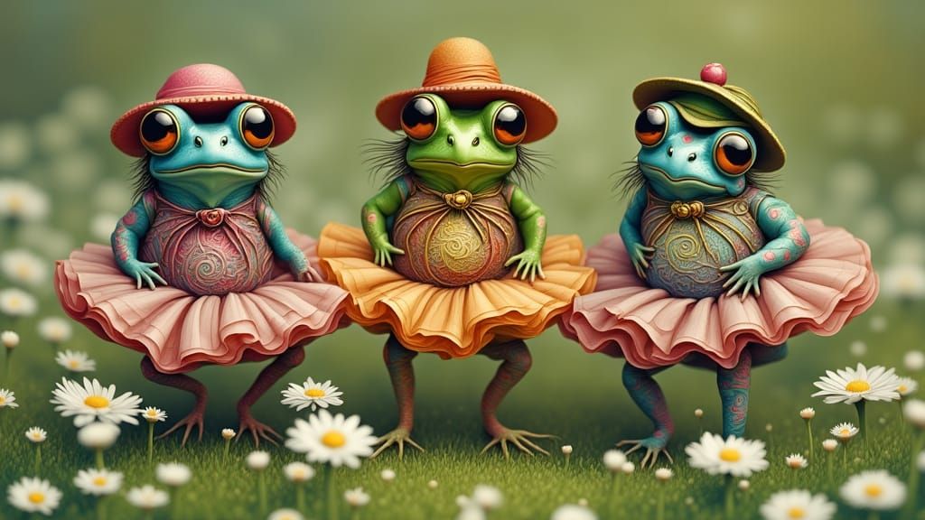 fun  frogs in frilly tutus
