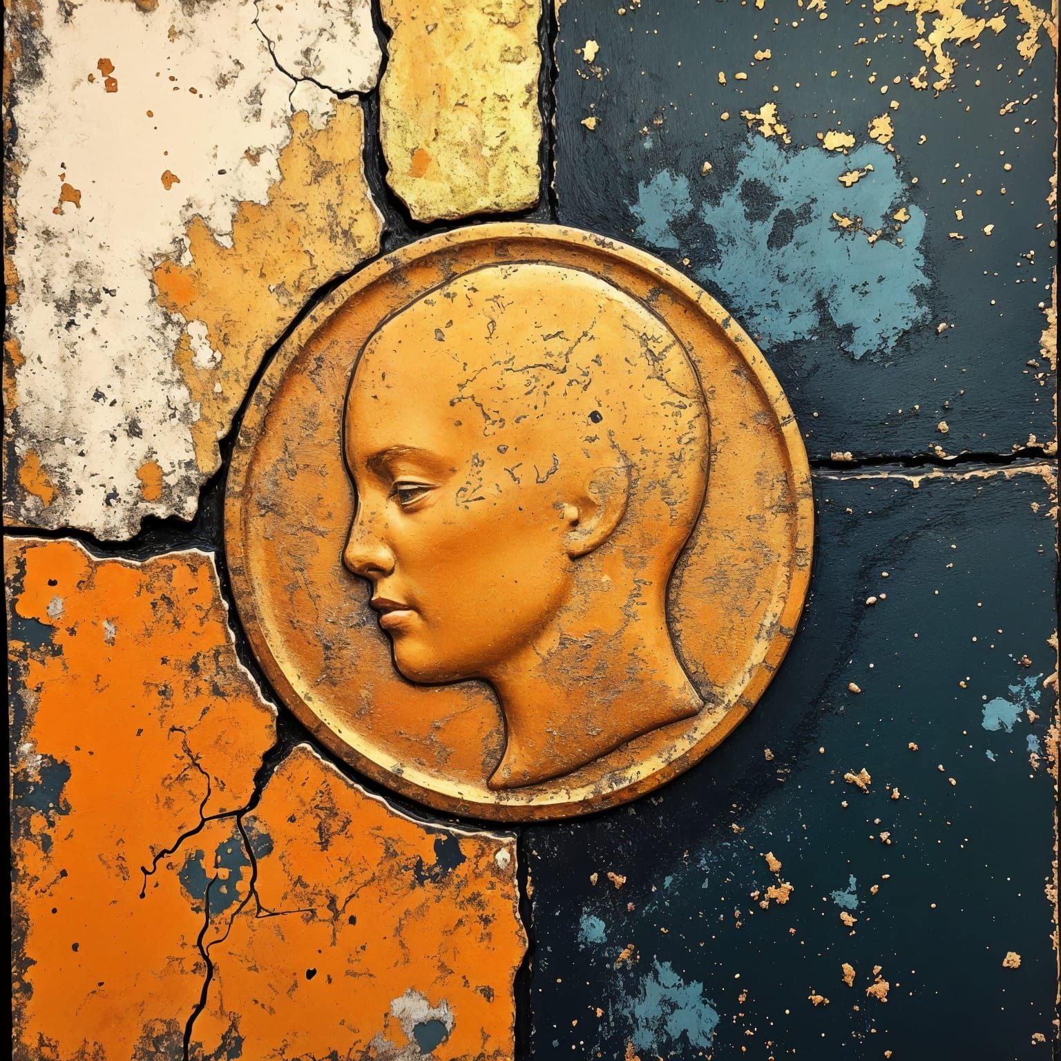 Neo-Impressionist Close-up of a 1959 Wheat-Penny