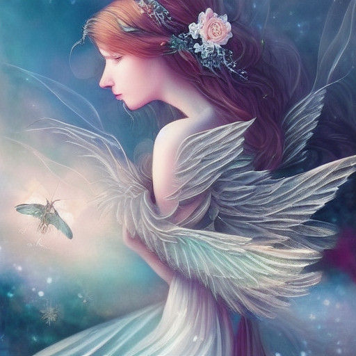 Ethereal Goddess in Fairy Attire with Wings