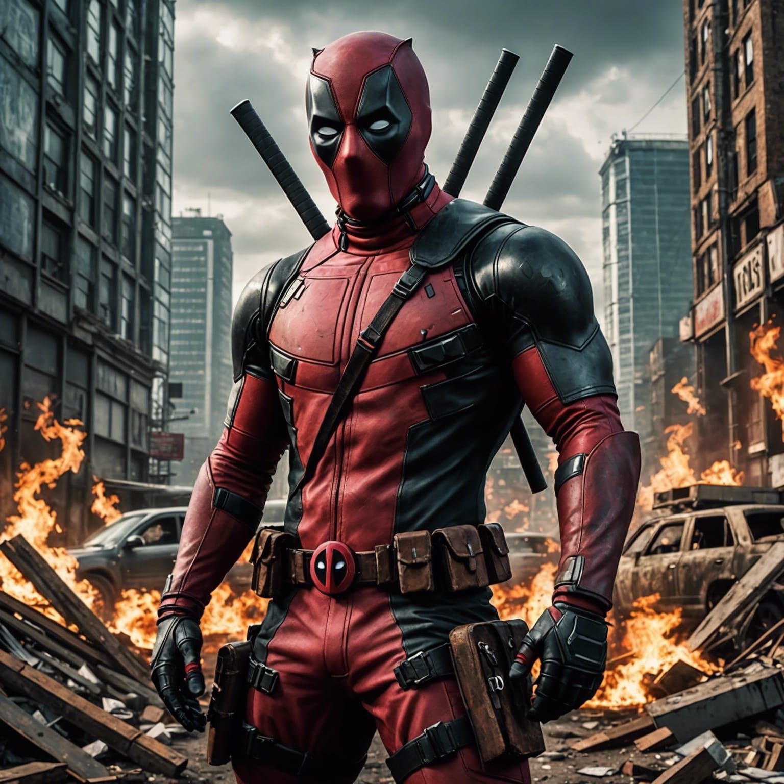 Deadpool in One Piece Anime Style Digital Painting